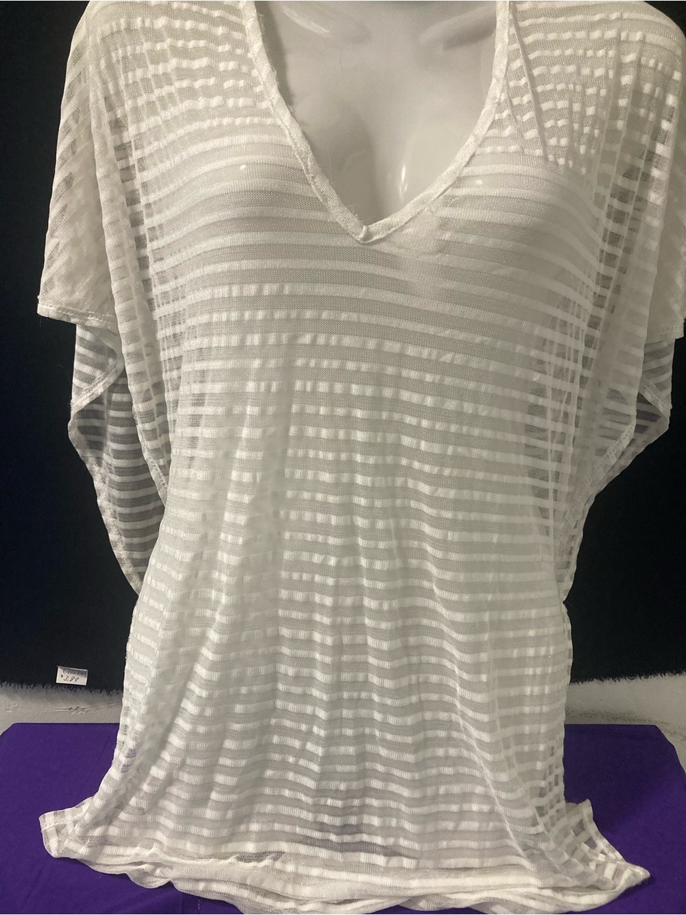 Lori Michaels White Sheer Cover Up Tunic Medium Beach Resort